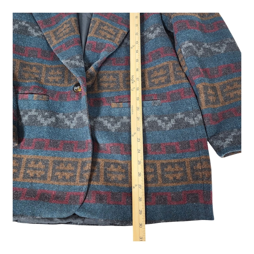 Braetan Vintage Southwestern Wool Blend Geometric Blazer Coat Blue Rust Large - Picture 5 of 8